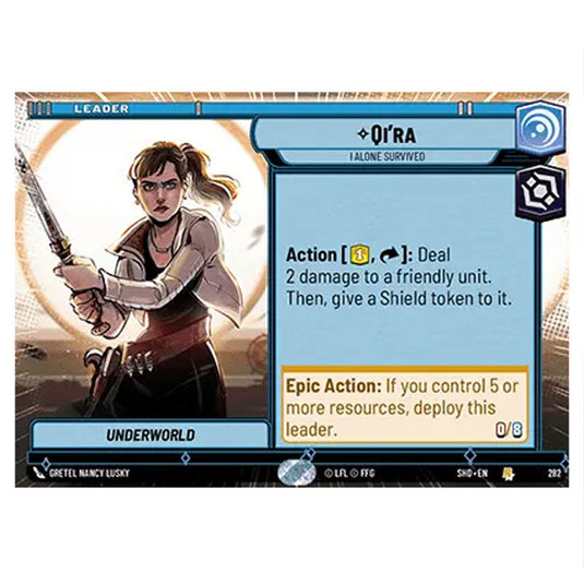 Qi’ra 282 card from the Star Wars Unlimited set Shadows of the Galaxy