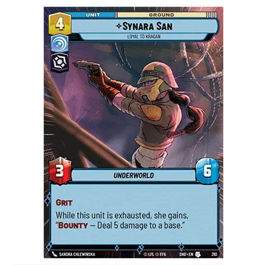 Synara San 310 card from the Star Wars Unlimited set Shadows of the Galaxy