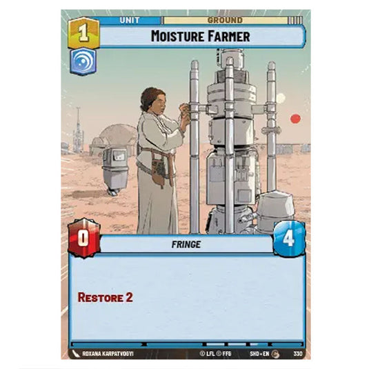 Moisture Farmer 330 card from the Star Wars Unlimited set Shadows of the Galaxy