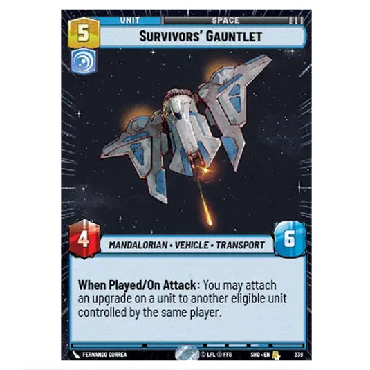 Survivors’ Gauntlet 338 card from the Star Wars Unlimited set Shadows of the Galaxy