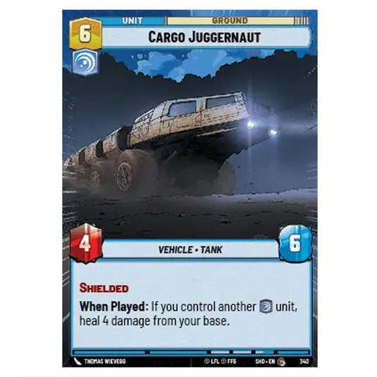 Cargo Juggernaut 340 card from the Star Wars Unlimited set Shadows of the Galaxy