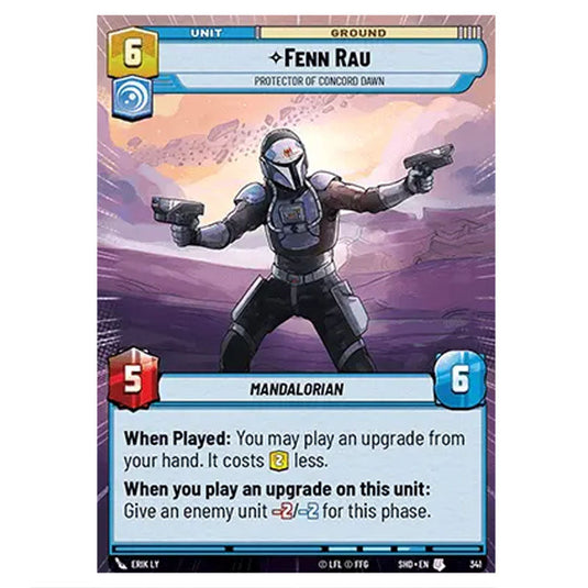 Fenn Rau 341 card from the Star Wars Unlimited set Shadows of the Galaxy