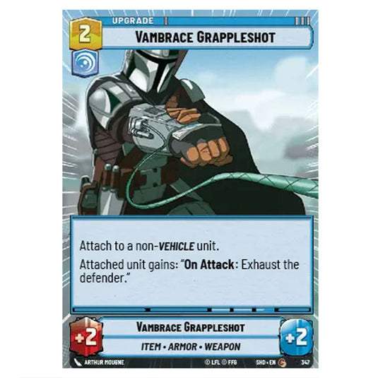 Vambrace Grappleshot 347 card from the Star Wars Unlimited set Shadows of the Galaxy