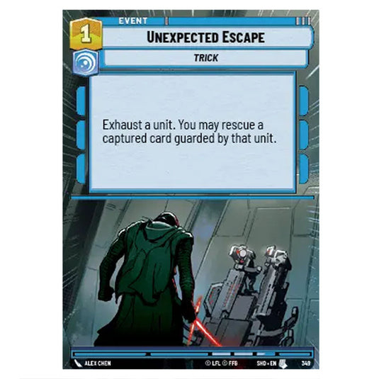 Unexpected Escape 349 card from the Star Wars Unlimited set Shadows of the Galaxy