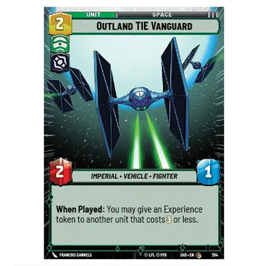 Outland TIE Vanguard 354 card from the Star Wars Unlimited set Shadows of the Galaxy