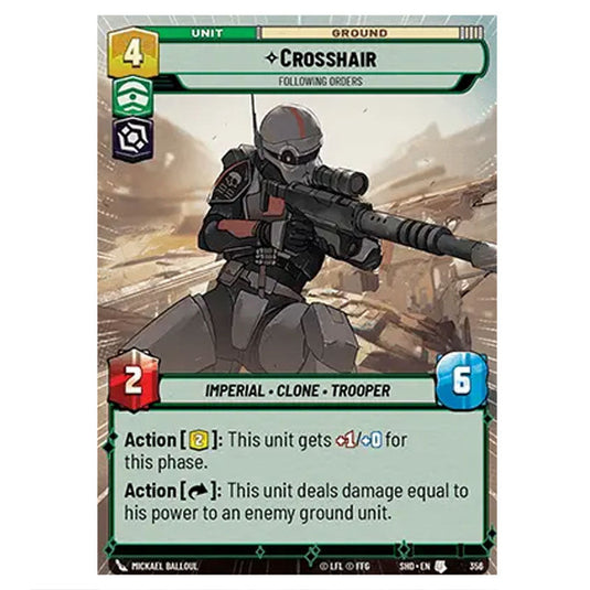 Crosshair 356 card from the Star Wars Unlimited set Shadows of the Galaxy