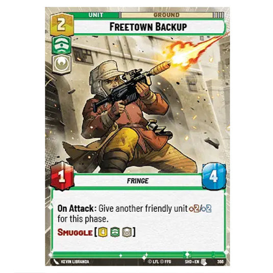 Freetown Backup 366 card from the Star Wars Unlimited set Shadows of the Galaxy