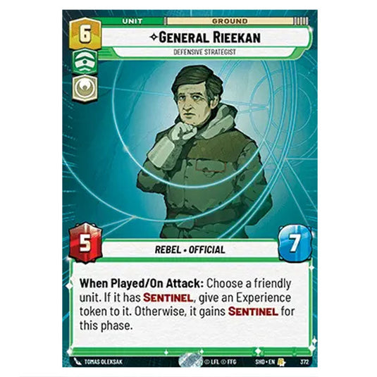 General Rieekan 372 card from the Star Wars Unlimited set Shadows of the Galaxy