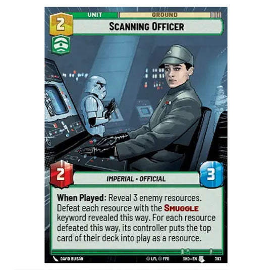 Scanning Officer 383 card from the Star Wars Unlimited set Shadows of the Galaxy