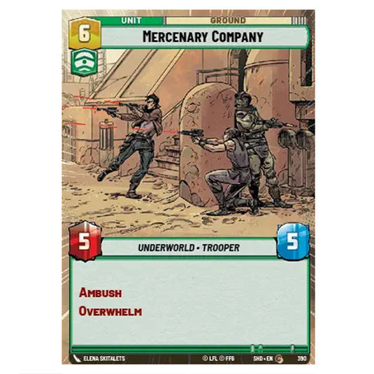 Mercenary Company 390 card from the Star Wars Unlimited set Shadows of the Galaxy