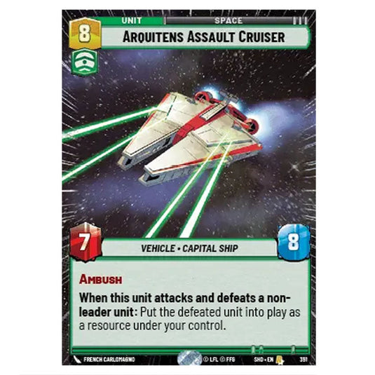 Arquitens Assault Cruiser 391 card from the Star Wars Unlimited set Shadows of the Galaxy