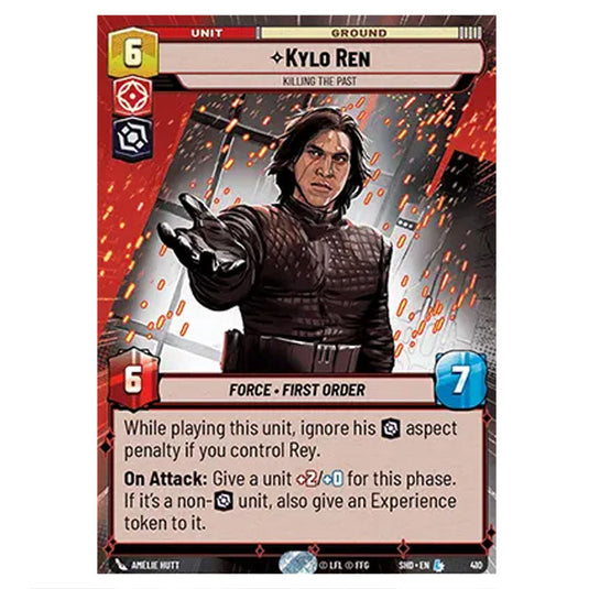 Kylo Ren 410 card from the Star Wars Unlimited set Shadows of the Galaxy