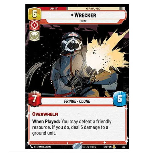 Wrecker 423 card from the Star Wars Unlimited set Shadows of the Galaxy