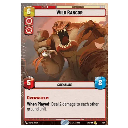 Wild Rancor 427 card from the Star Wars Unlimited set Shadows of the Galaxy