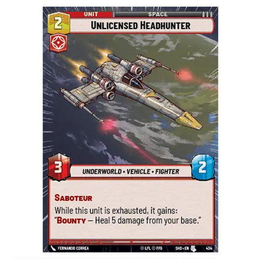 Unlicensed Headhunter 434 card from the Star Wars Unlimited set Shadows of the Galaxy