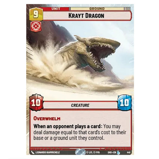 Krayt Dragon 441 card from the Star Wars Unlimited set Shadows of the Galaxy