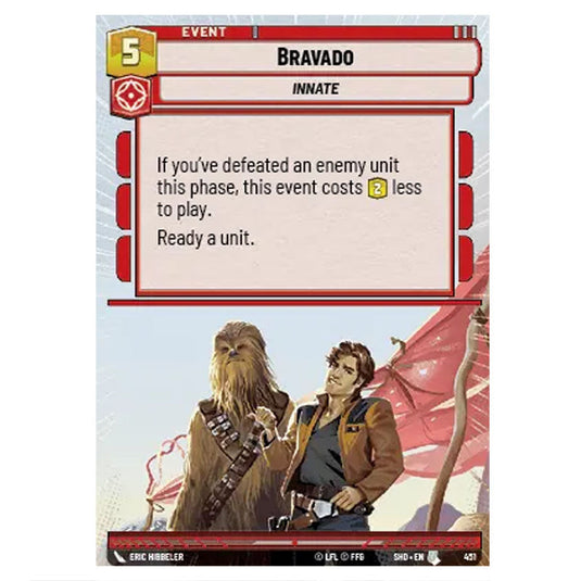 Bravado 451 card from the Star Wars Unlimited set Shadows of the Galaxy