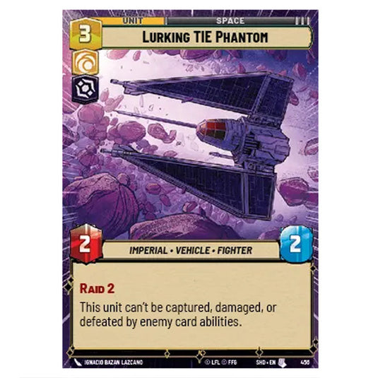 Lurking TIE Phantom 456 card from the Star Wars Unlimited set Shadows of the Galaxy