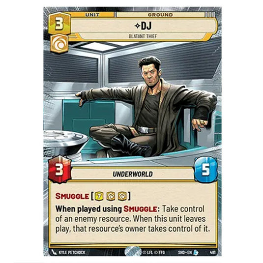 DJ 481 card from the Star Wars Unlimited set Shadows of the Galaxy