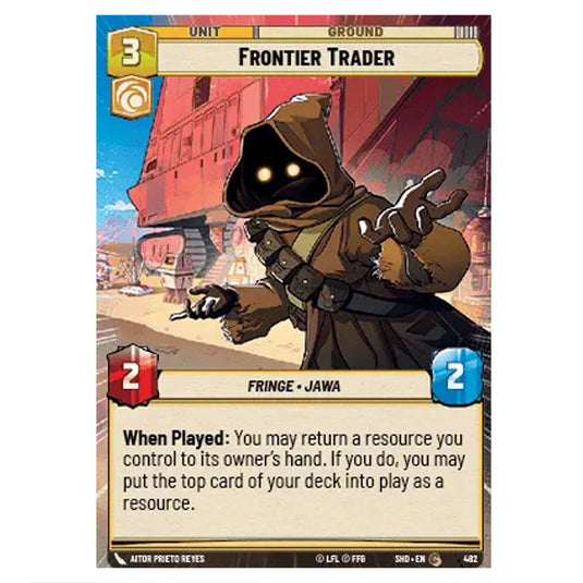 Frontier Trader 482 card from the Star Wars Unlimited set Shadows of the Galaxy