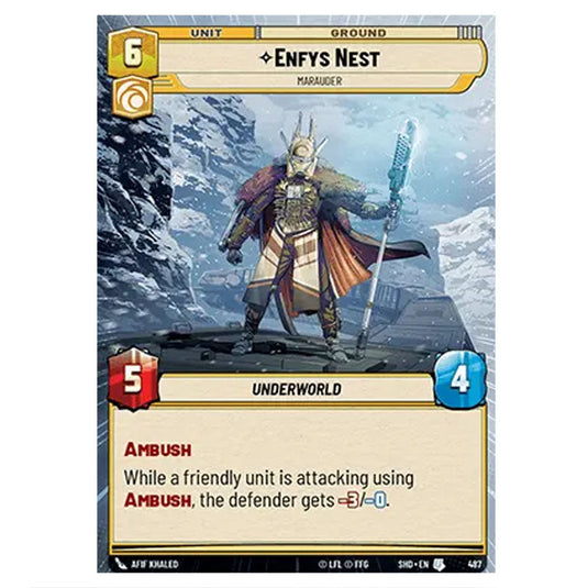 Enfys Nest 487 card from the Star Wars Unlimited set Shadows of the Galaxy