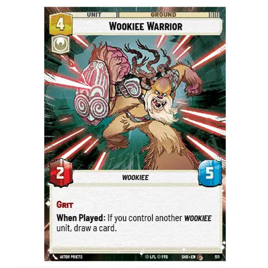 Wookiee Warrior 511 card from the Star Wars Unlimited set Shadows of the Galaxy