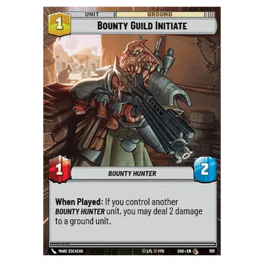 Bounty Guild Initiate 515 card from the Star Wars Unlimited set Shadows of the Galaxy