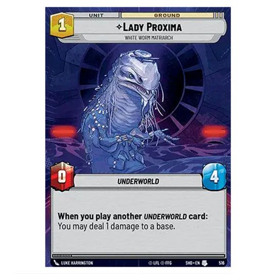 Lady Proxima 516 card from the Star Wars Unlimited set Shadows of the Galaxy