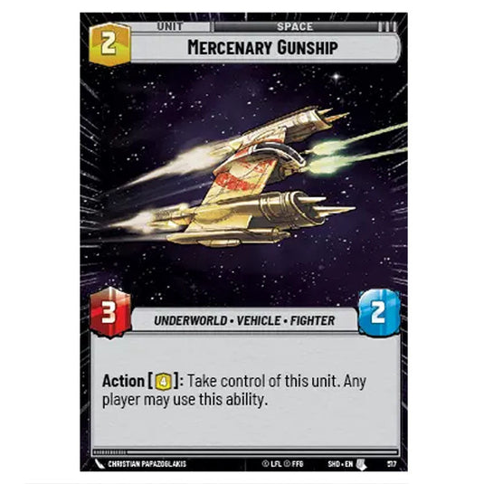 Mercenary Gunship 517 card from the Star Wars Unlimited set Shadows of the Galaxy