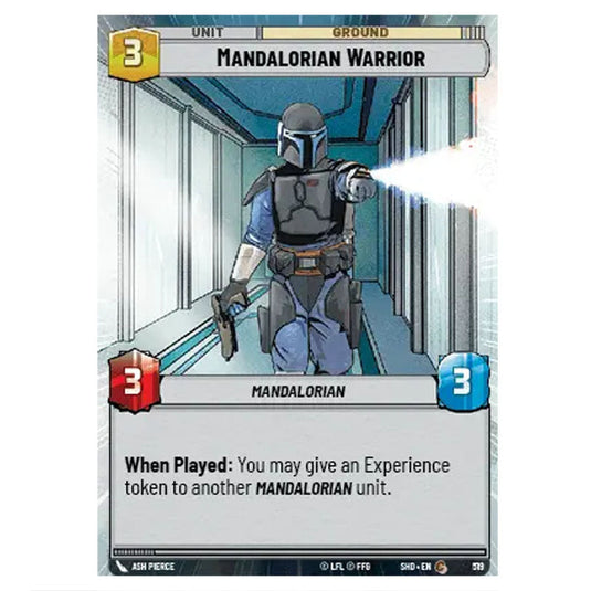 Mandalorian Warrior 519 card from the Star Wars Unlimited set Shadows of the Galaxy