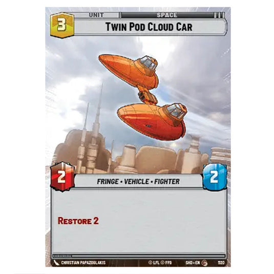 Twin Pod Cloud Car 520 card from the Star Wars Unlimited set Shadows of the Galaxy