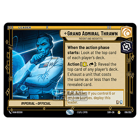 Star Wars Unlimited - Spark of Rebellion - Grand Admiral Thrawn (Rare) - 016/252