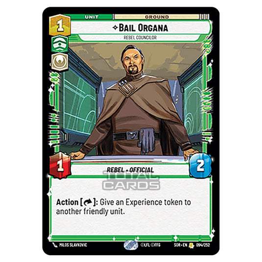 Star Wars Unlimited - Spark of Rebellion - Bail Organa (Rare) - 094/252