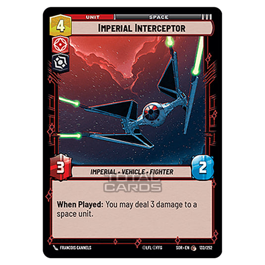 Star Wars Unlimited - Spark of Rebellion - Imperial Interceptor (Common) - 132/252