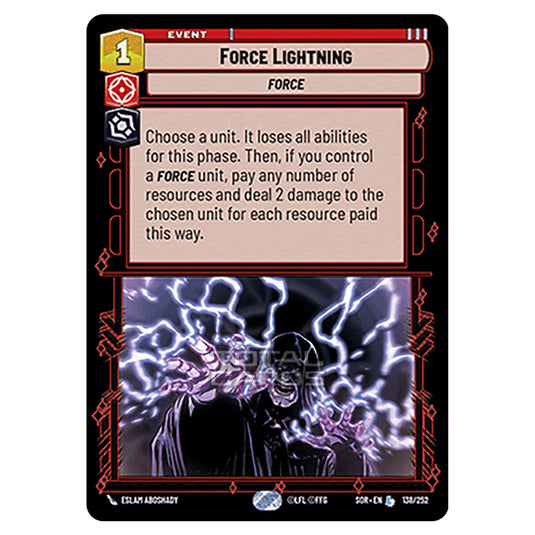 Star Wars Unlimited - Spark of Rebellion - Force Lightning (Legendary) - 138/252