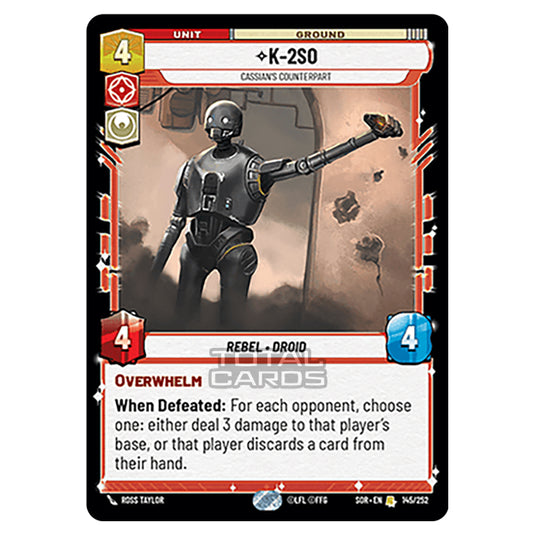 Star Wars Unlimited - Spark of Rebellion - K-2SO (Rare) - 145/252