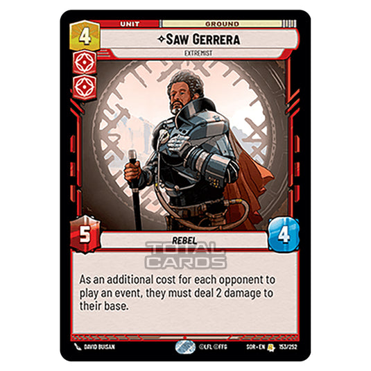 Star Wars Unlimited - Spark of Rebellion - Saw Gerrera (Rare) - 153/252