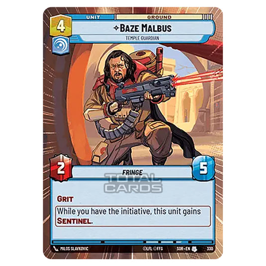 Star Wars Unlimited - Spark of Rebellion - Baze Malbus (Uncommon) - 330 (Hyperspace)