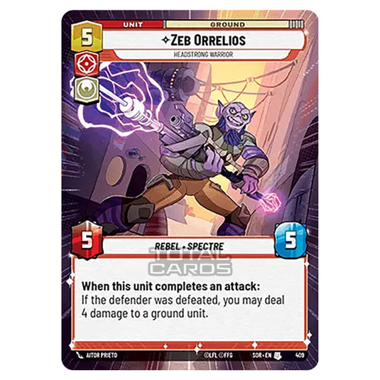 Star Wars Unlimited - Spark of Rebellion - Zeb Orrelios (Uncommon) - 409 (Hyperspace)