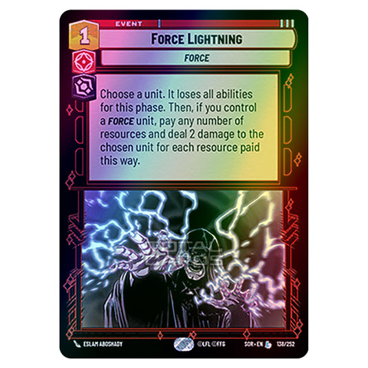 Star Wars Unlimited - Spark of Rebellion - Force Lightning (Legendary) - 138/252 (Foil)