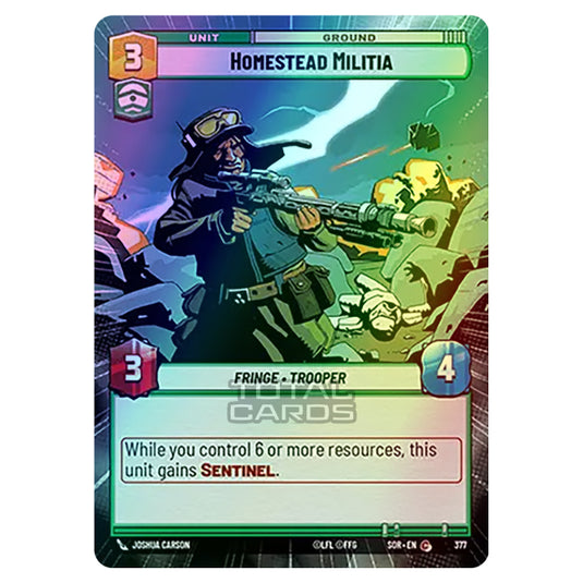 Star Wars Unlimited - Spark of Rebellion - Homestead Militia (Common) - 377 (Hyperspace Foil)