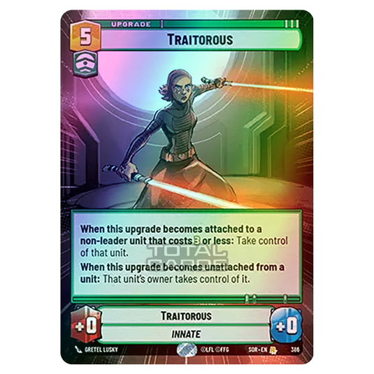 Star Wars Unlimited - Spark of Rebellion - Traitorous (Rare) - 386 (Hyperspace Foil)