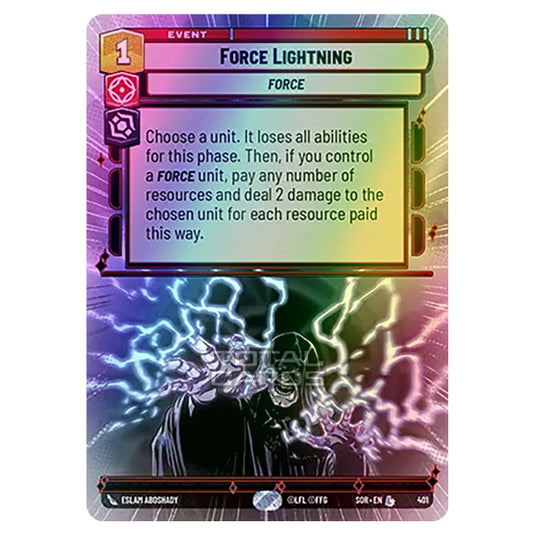 Star Wars Unlimited - Spark of Rebellion - Force Lightning (Legendary) - 401 (Hyperspace Foil)