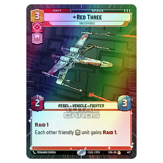 Star Wars Unlimited - Spark of Rebellion - Red Three (Rare) - 407 (Hyperspace Foil)