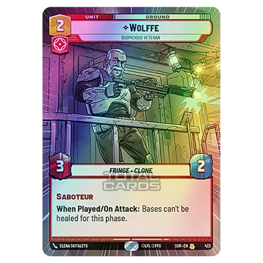 Star Wars Unlimited - Spark of Rebellion - Wolffe (Rare) - 423 (Hyperspace Foil)