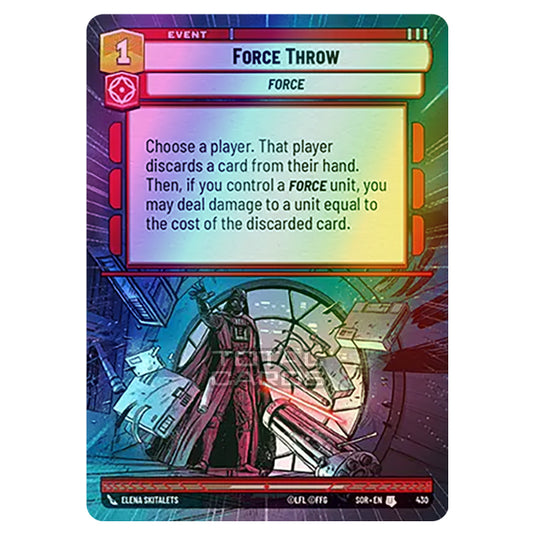 Star Wars Unlimited - Spark of Rebellion - Force Throw (Uncommon) - 430 (Hyperspace Foil)