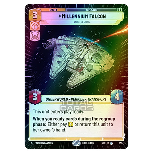 Star Wars Unlimited - Spark of Rebellion - Millennium Falcon (Legendary) - 455 (Hyperspace Foil)