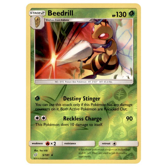 Pokemon - Sun & Moon - Team Up - Beedrill - 5/181 - (Reverse Holo)