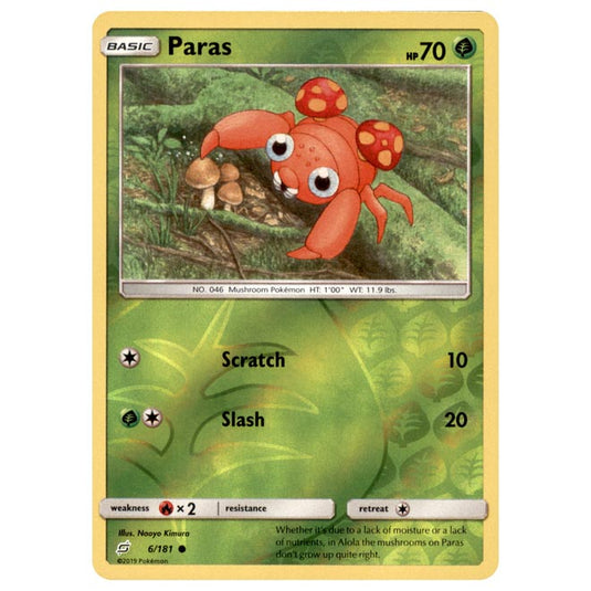 Pokemon - Sun & Moon - Team Up - Paras - 6/181 - (Reverse Holo)