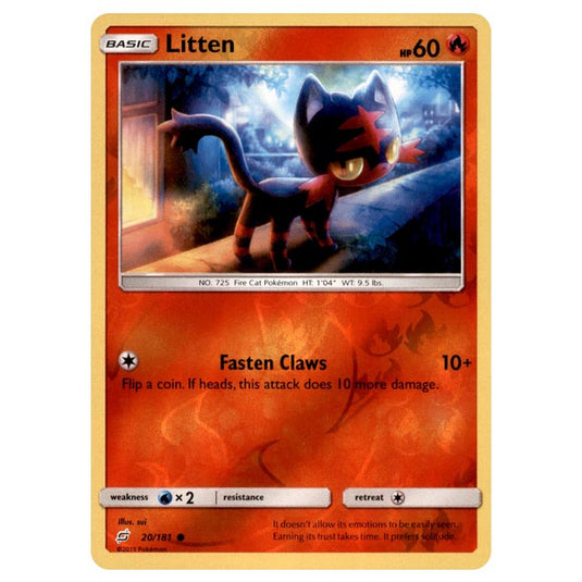 Pokemon - Sun & Moon - Team Up - Litten - 20/181 - (Reverse Holo)